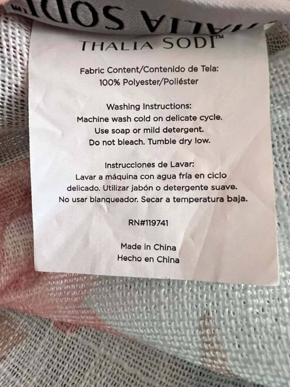 Thalia Sodi Shower Curtain Floral Aqua Pink Linen Look Shabby Chic Cottagecore